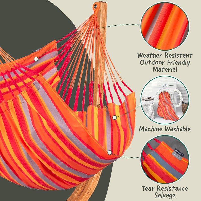LA SIESTA Udine Outdoor Hammock Chair with Wooden Stand (W 115 cm) (Toucan) - Image 4